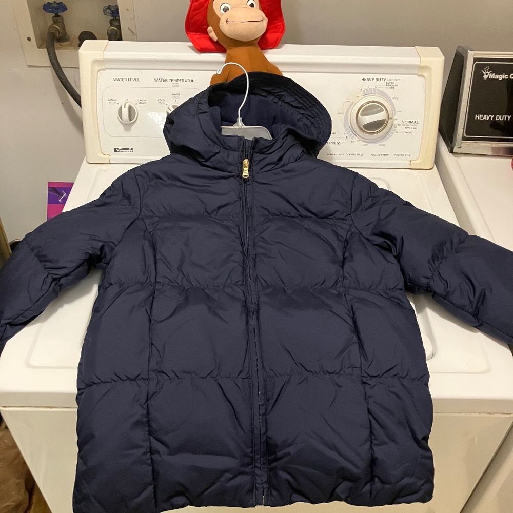 Polo Ralph Lauren Kids Puffer Quilted Down Hoodie Jacket Navy Blue Medium 8-10